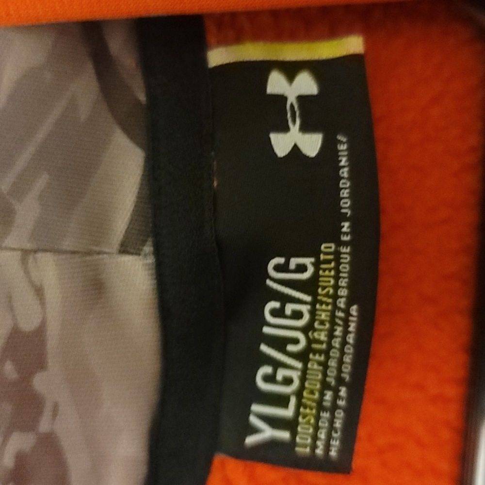 Under Armour Hoodie Youth Size Large Neon Orange and Camo - Picture 6 of 10